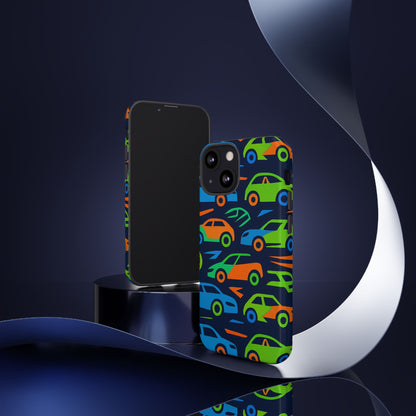 Vibrant 3D Car Pattern Protective Phone Case for Expressive Individuals Stylish Accessory Compatible with iPhone 13, 14, 15 & 16 – all models including Pro, Pro Max & Plus