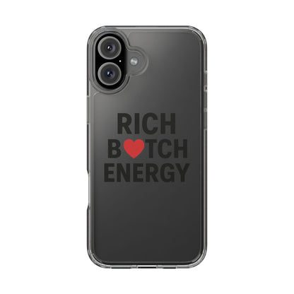 Rich Bitch Energy Clear Phone Case for Confident Individuals - Stylish Protection with Shock-Absorbing Materials and Scratch-Resistant Design for Everyday Use