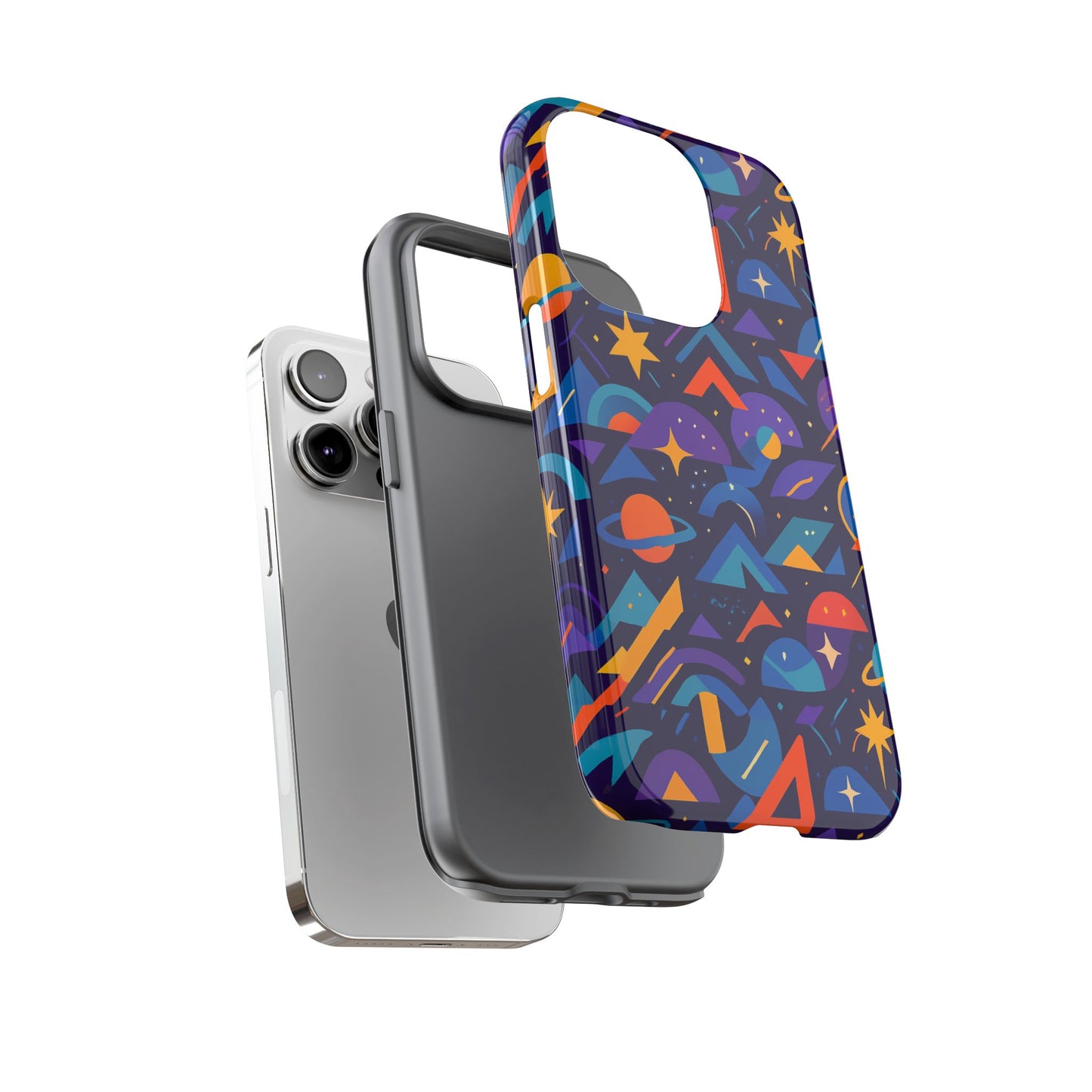 vibrant geometric 3d wrap protective phone case for unique accessories lovers compatible with iphone 13, 14, 15 & 16 – all models including pro, pro max & plus