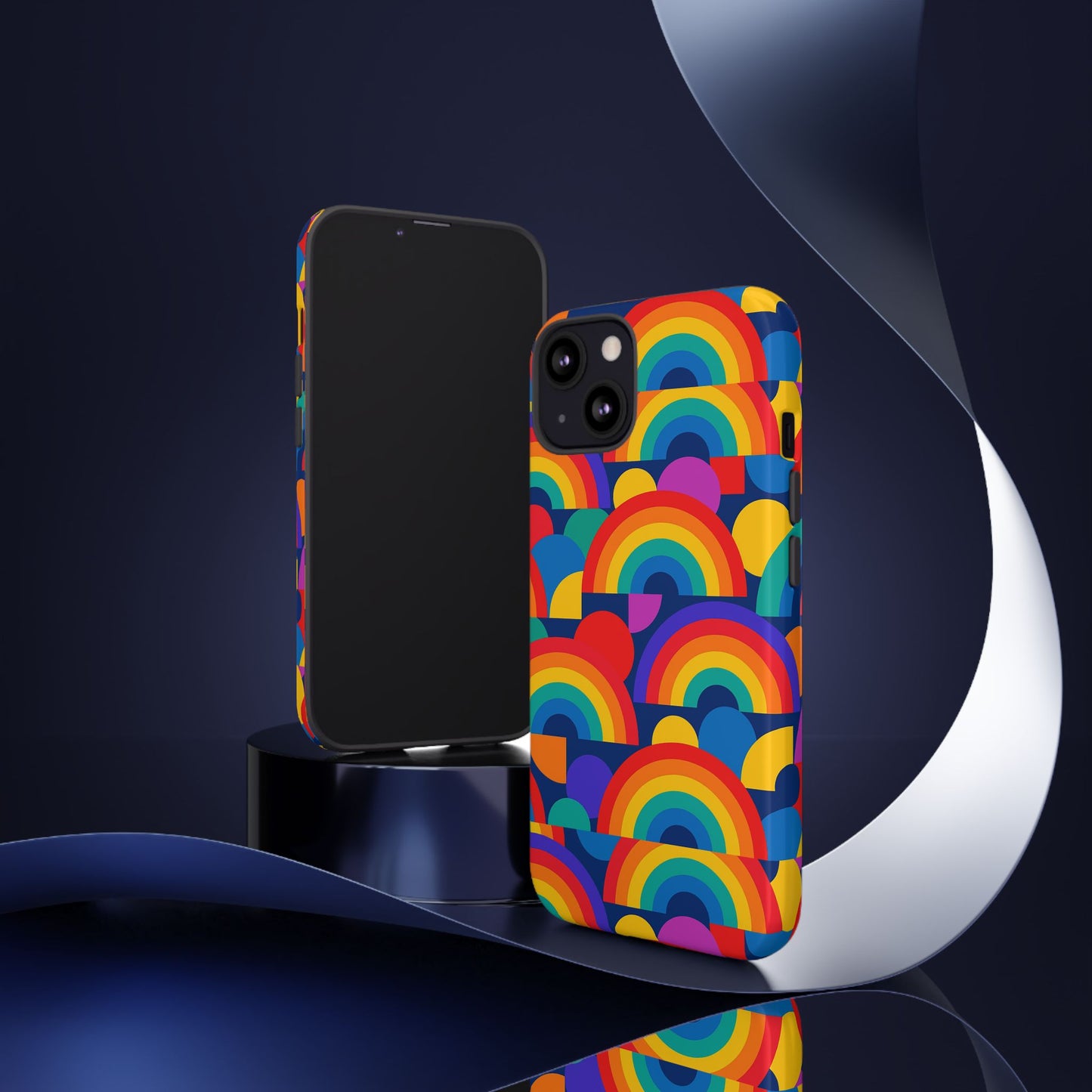 multicolour rainbow design protective phone case – stylish 3d wrap finish for unique expression – compatible with iphone 13, 14, 15 & 16 – all models including pro, pro max & plus