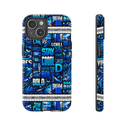 Vibrant 3D Wrap Protective Phone Case in Blue Typography Design for Unique Style – Stylish Protection Compatible with iPhone 13, 14, 15 & 16 – All Models Including Pro, Pro Max & Plus