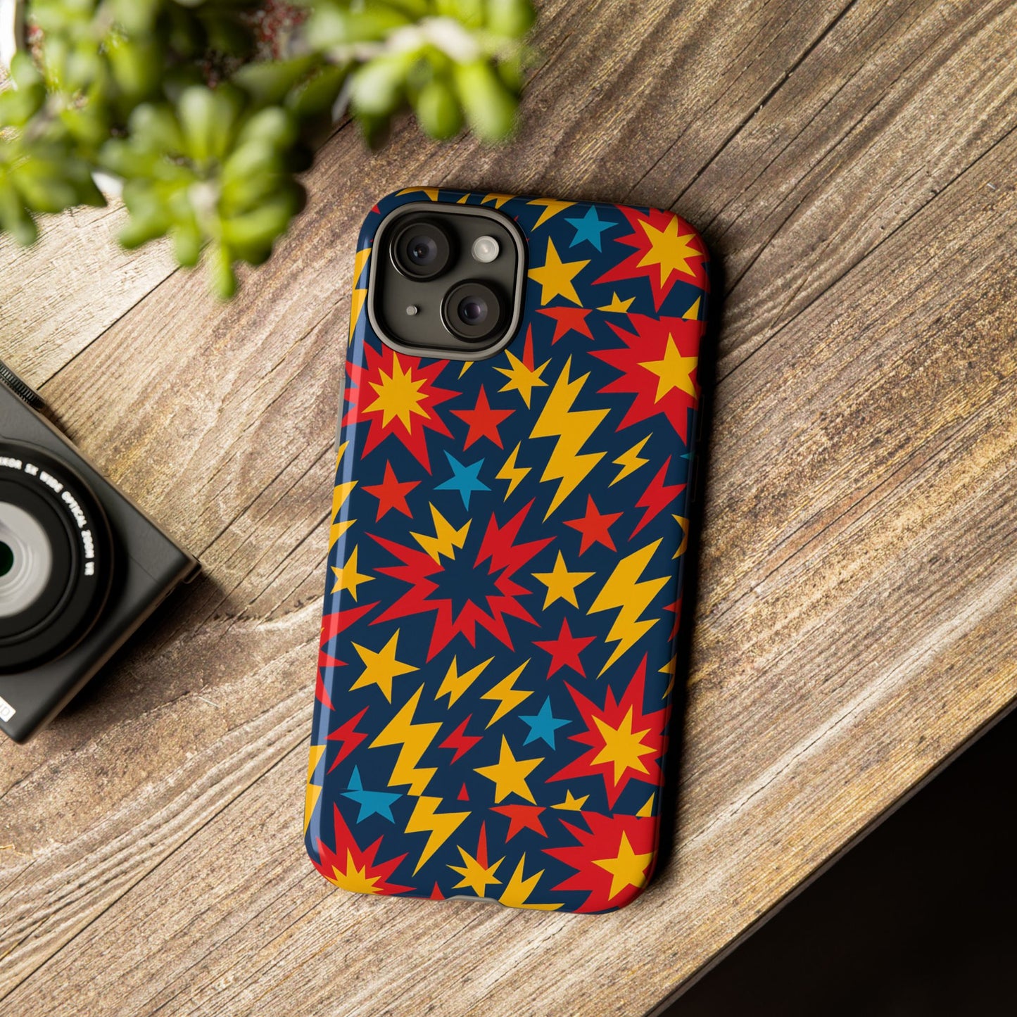 vibrant 3d superhero phone case with colourful lightning design for men and women, stylish protection compatible with iphone 13, 14, 15 & 16 – all models including pro, pro max & plus