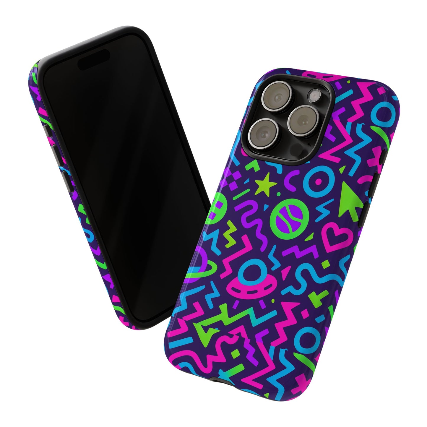 vibrant y2k abstract protective phone case with 3d wrap design for bold aesthetic compatible with iphone 13, 14, 15 & 16 – all models including pro, pro max & plus