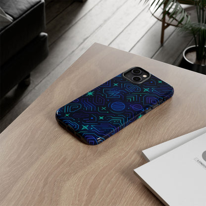 Vibrant Space Design Protective Phone Case in Blue and Green 3D Wrap for Stylish Protection Compatible with iPhone 13, 14, 15 & 16 – All Models Including Pro, Pro Max & Plus