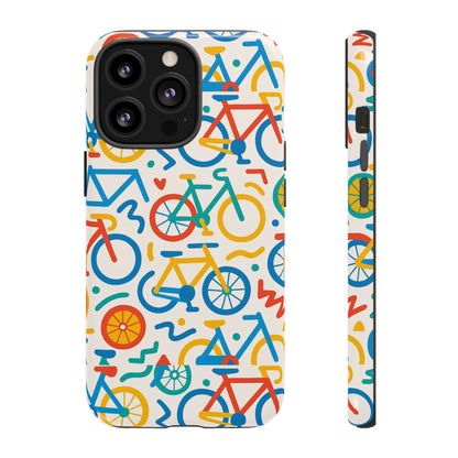 Vibrant 3D Bicycle Print Protective Phone Case – Colourful Unisex Accessory for Style and Fun – Compatible with iPhone 13, 14, 15 & 16 – All Models Including Pro, Pro Max & Plus