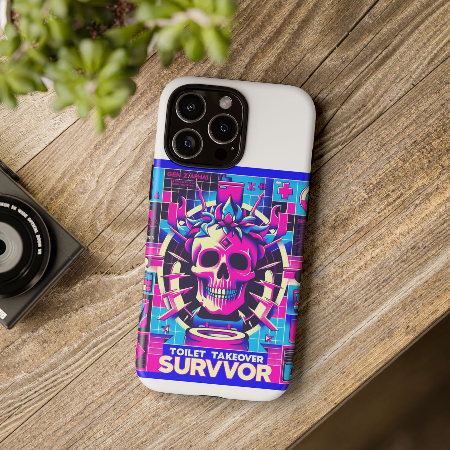 toilet takeover survivor 3d wrap protective phone case for anime and comic fans, shock absorbing tpu silicone, uv protected, stylish design, gift for birthdays and holidays