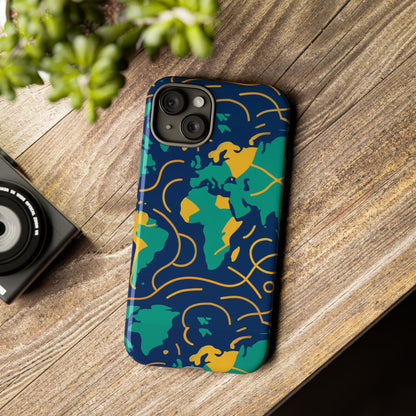 Multicolour Geometric Map 3D Wrap Protective Phone Case for Men and Women, Stylish Shockproof Accessory, Compatible with iPhone 13, 14, 15 & 16 – all models including Pro, Pro Max & Plus