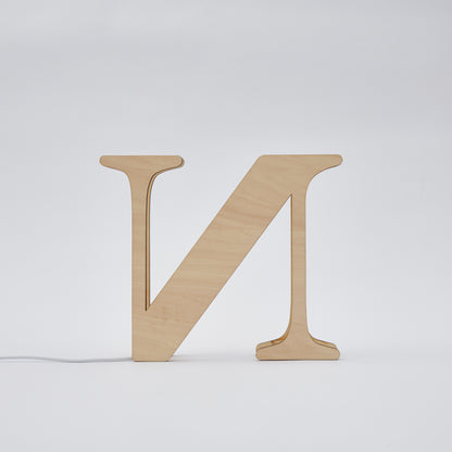 Personalised Wooden Letter Lamp Custom Name Alphabet Night Lights 19CM For Kids Room Decor, USB Powered, Warm LED Wall Light, Unique A-Z Design