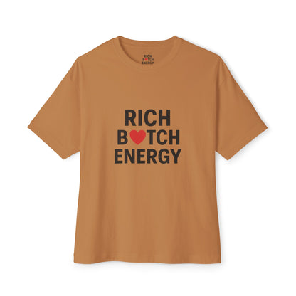 Rich Bitch Energy Unisex Oversized Boxy Tee - Trendy Graphic T-Shirt for Casual Style and Comfort, Perfect for Everyday Wear and Relaxed Fashion