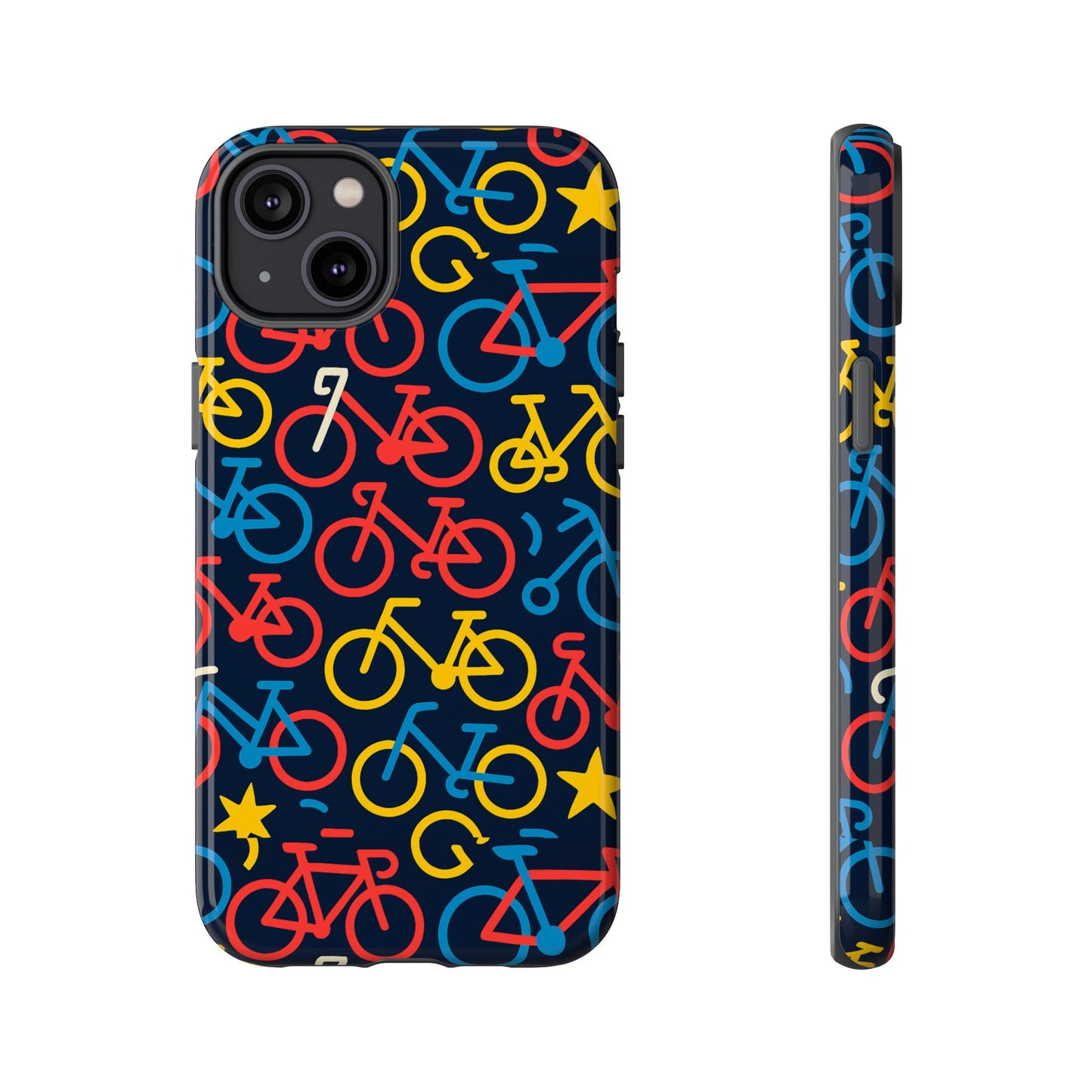 multicolor bicycle pattern protective phone case – vibrant 3d design for stylish protection – compatible with iphone 13, 14, 15 & 16 – all models including pro, pro max & plus