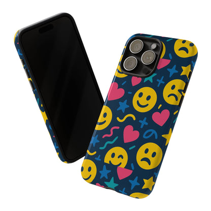 Vibrant Multicolour Emoji Phone Case with 3D Wrap Design for Playful Protection Compatible with iPhone 13, 14, 15 & 16 – all models including Pro, Pro Max & Plus