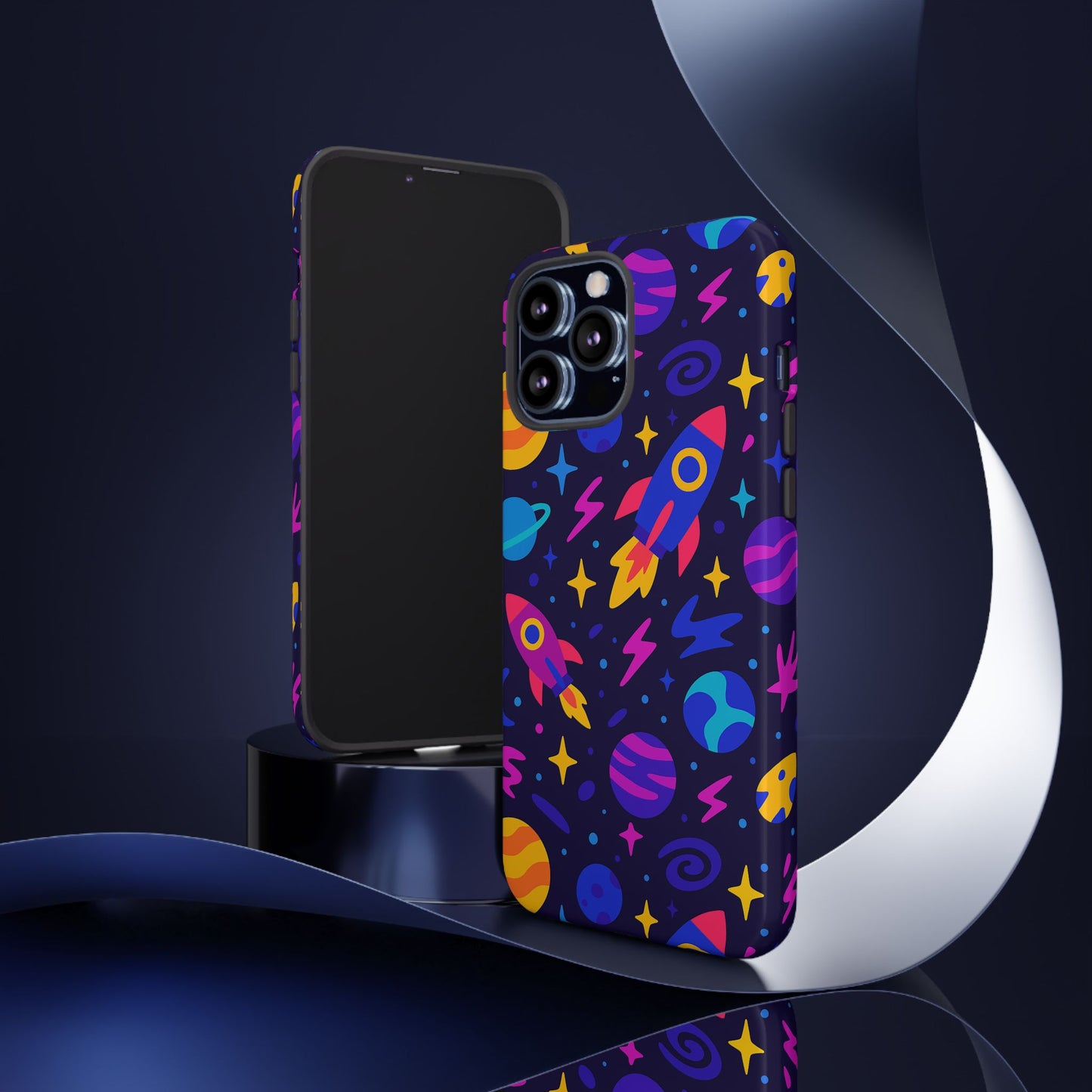 vibrant 3d wrap protective phone case with playful space theme for stylish self-expression compatible with iphone 13, 14, 15 & 16 – all models including pro, pro max & plus