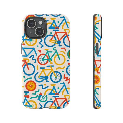 Vibrant 3D Bicycle Print Protective Phone Case – Colourful Unisex Accessory for Style and Fun – Compatible with iPhone 13, 14, 15 & 16 – All Models Including Pro, Pro Max & Plus