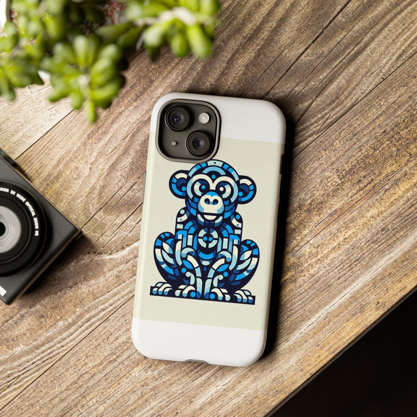 vibrant blue 3d wrap phone case with playful monkey design for creative individuals compatible with iphone 13, 14, 15 & 16 – all models including pro, pro max & plus