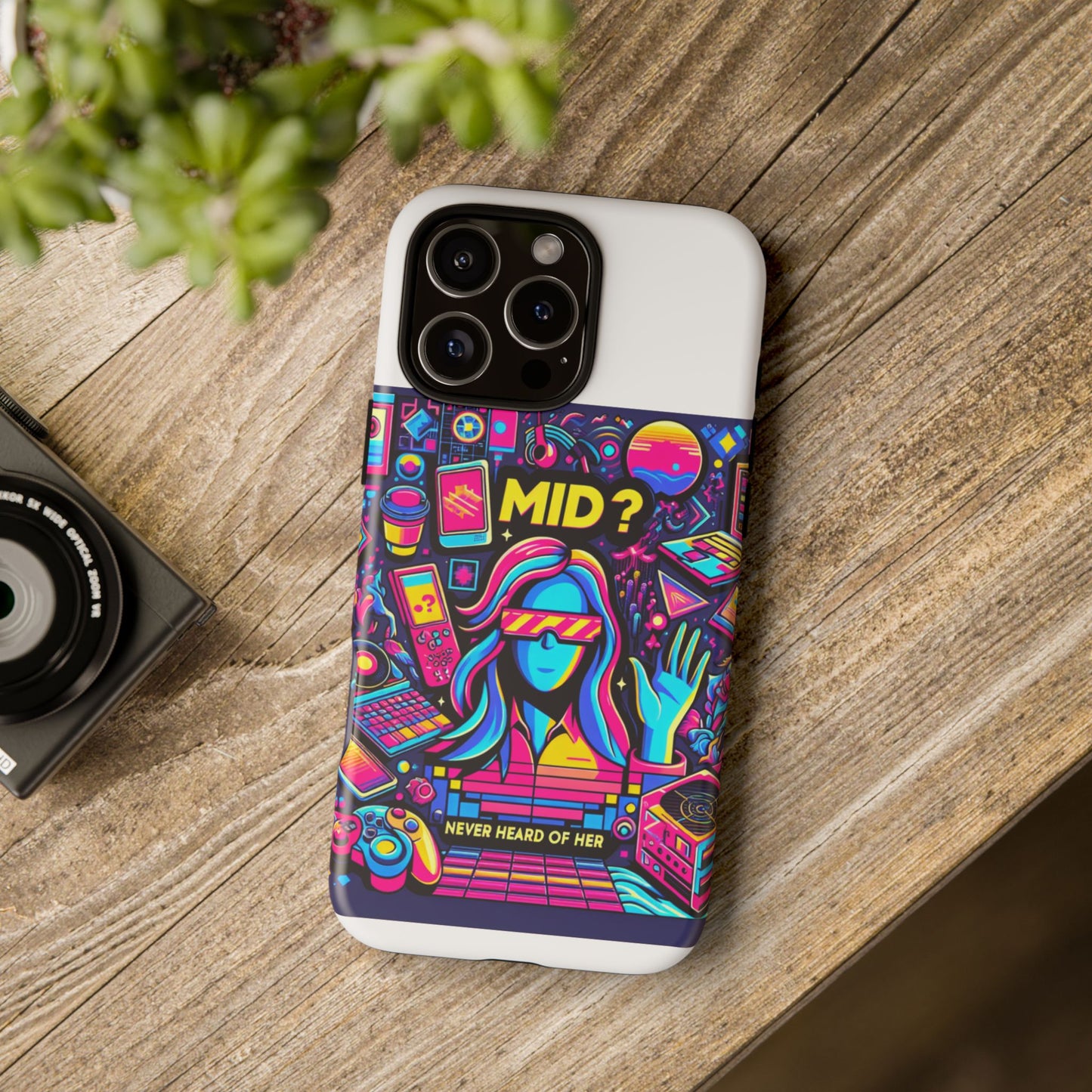mid never heard of her 3d wrap protective phone case for fun retro style and shock absorption, ideal gift for tech enthusiasts and anime lovers
