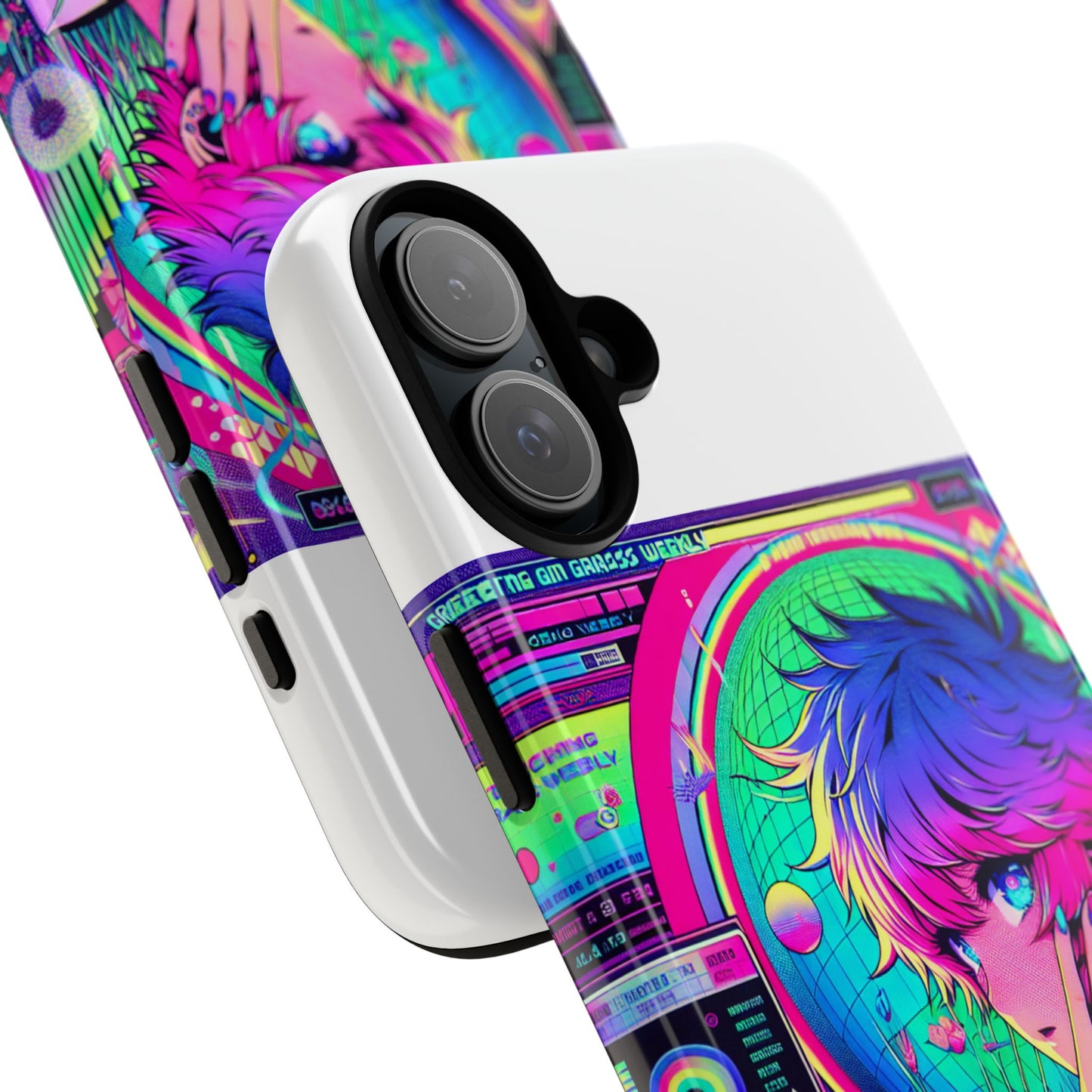 touching grass weekly vibrant protective phone case for smartphones, retro anime design, shock absorbent tpu, uv protected, unique gift for tech enthusiasts