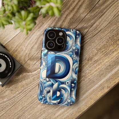 Blue Alphabet D Phone Case with 3D Wrap and Shock Absorption for Kids and Teens Durable TPU Cover with Vivid Print and UV Protection