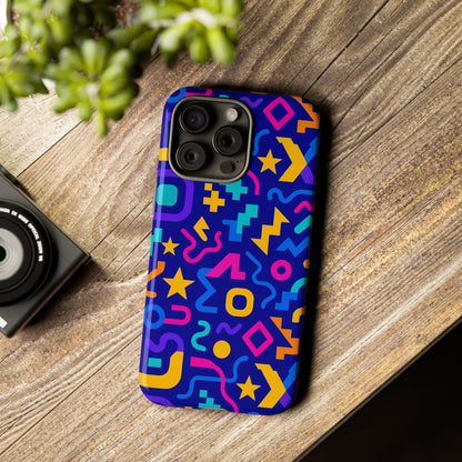 Vibrant Geometric Protective Phone Case with 3D Wrap Design – Playful Accessory for Self-Expression Compatible with iPhone 13, 14, 15 & 16 – all models including Pro, Pro Max & Plus