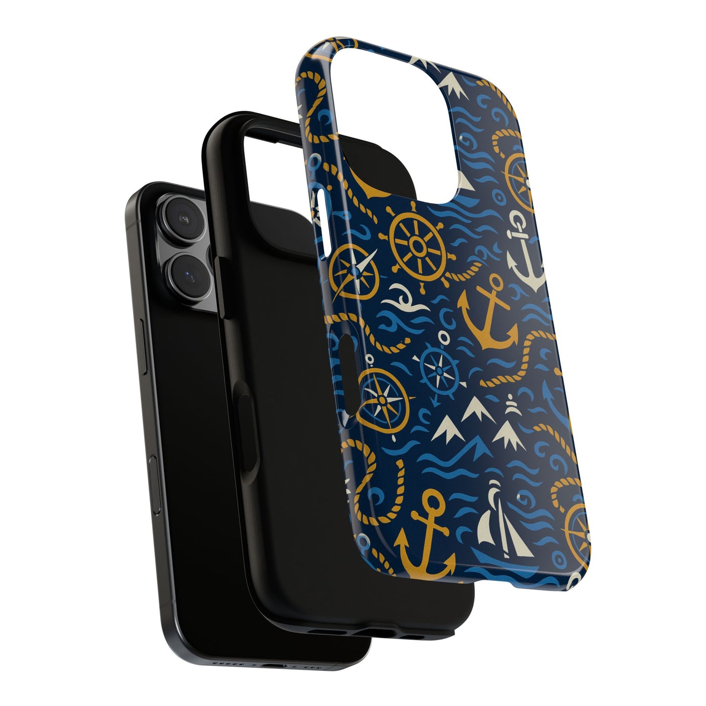 vibrant nautical blue phone case with 3d anchor design for stylish protection compatible with iphone 13, 14, 15 & 16 – all models including pro, pro max & plus