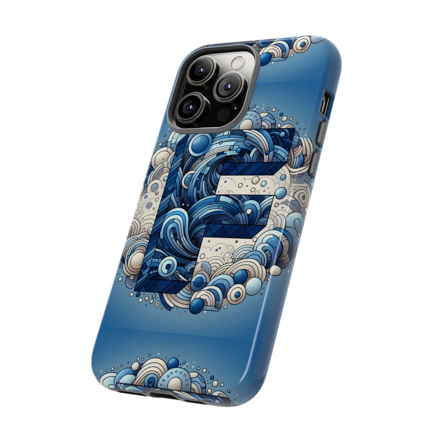 blue alphabet f phone case for iphone and android durable shockproof cover with 3d wrap design and uv protection