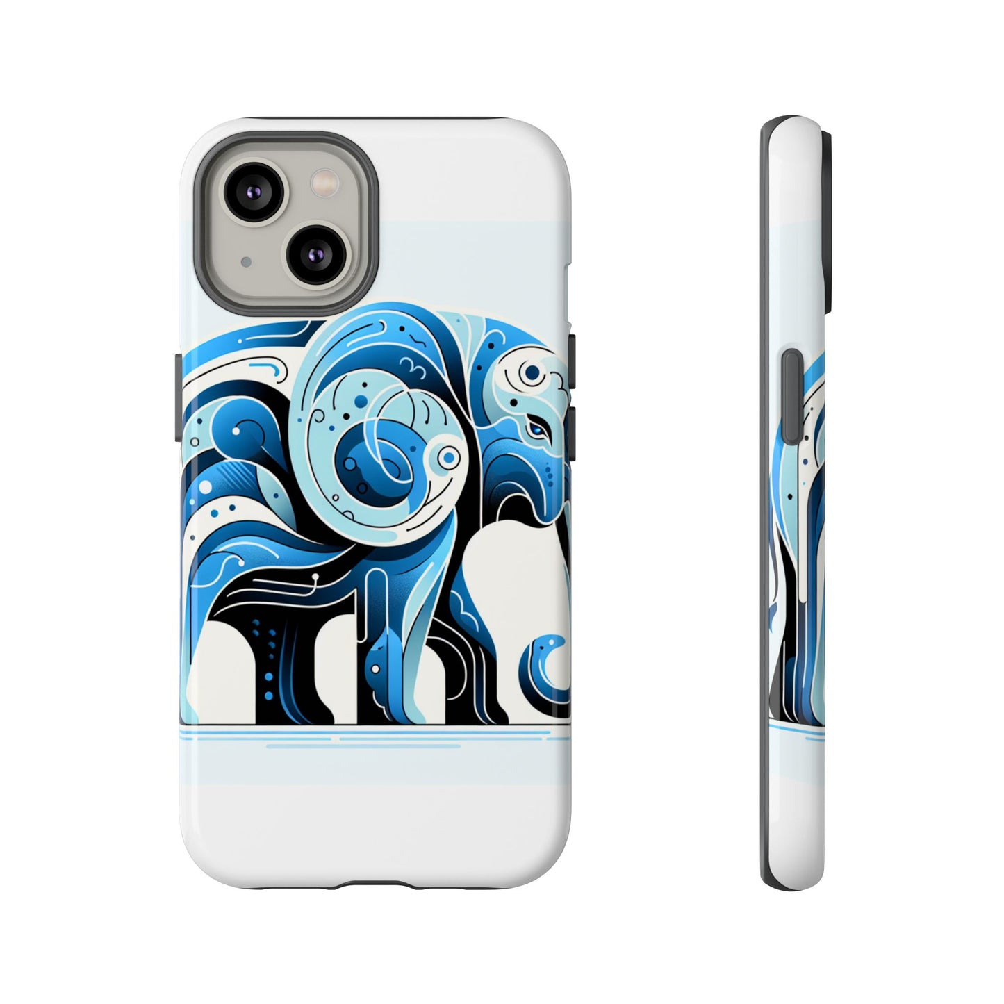 vibrant 3d blue elephant design protective phone case – unique abstract art style for stylish protection compatible with iphone 13, 14, 15 & 16 – all models including pro, pro max & plus