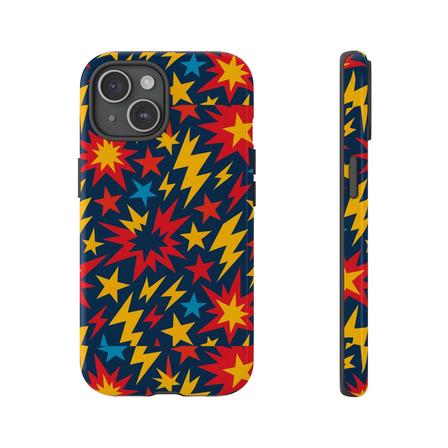 vibrant 3d superhero phone case with colourful lightning design for men and women, stylish protection compatible with iphone 13, 14, 15 & 16 – all models including pro, pro max & plus