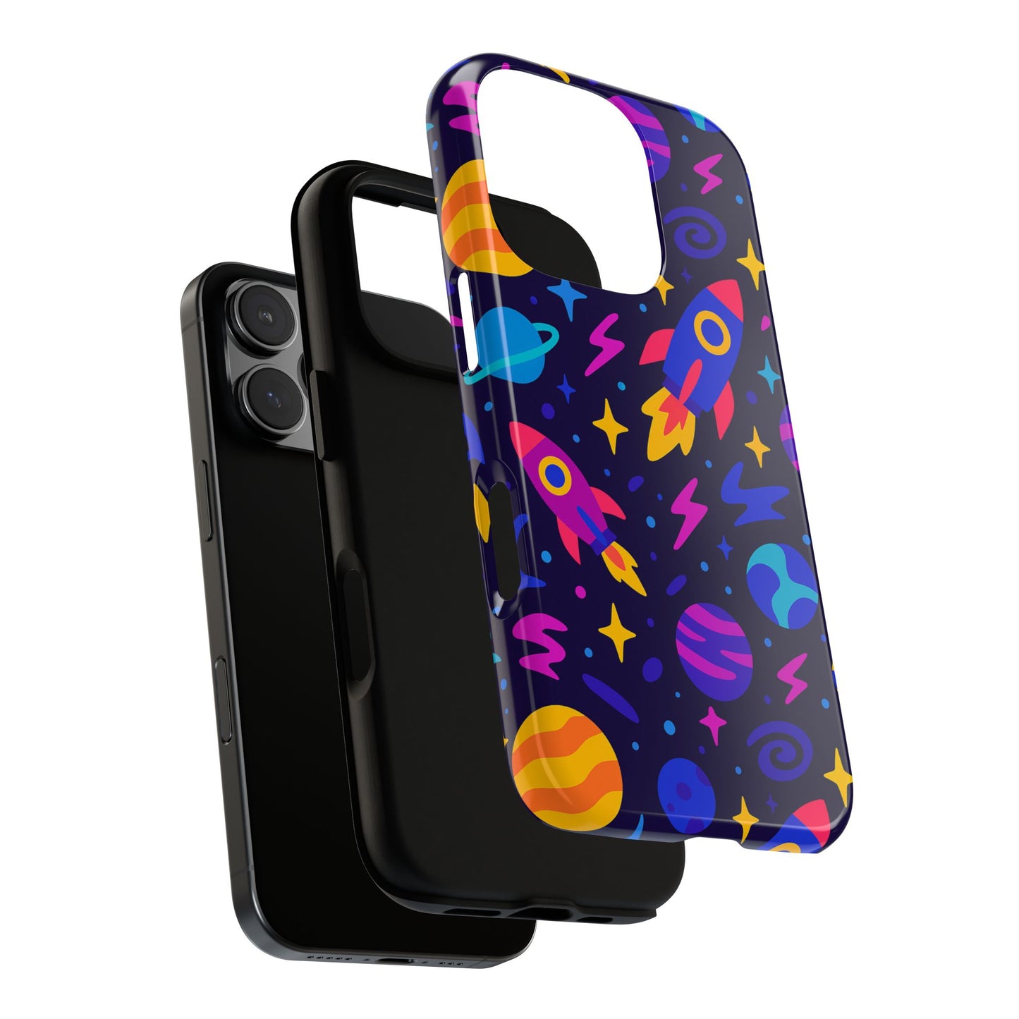 vibrant 3d wrap protective phone case with playful space theme for stylish self-expression compatible with iphone 13, 14, 15 & 16 – all models including pro, pro max & plus
