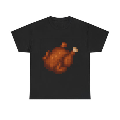 Funny Pixel Turkey Unisex Heavy Cotton Tee for Gamers - Perfect Thanksgiving Shirt, Casual Wear, Comfortable Cotton Tee, Fun Gamer Apparel, Holiday Graphic Tee