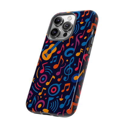 Vibrant 3D Music Design Protective Phone Case for Music Lovers Stylish Accessory Compatible with iPhone 13, 14, 15 & 16 – all models including Pro, Pro Max & Plus