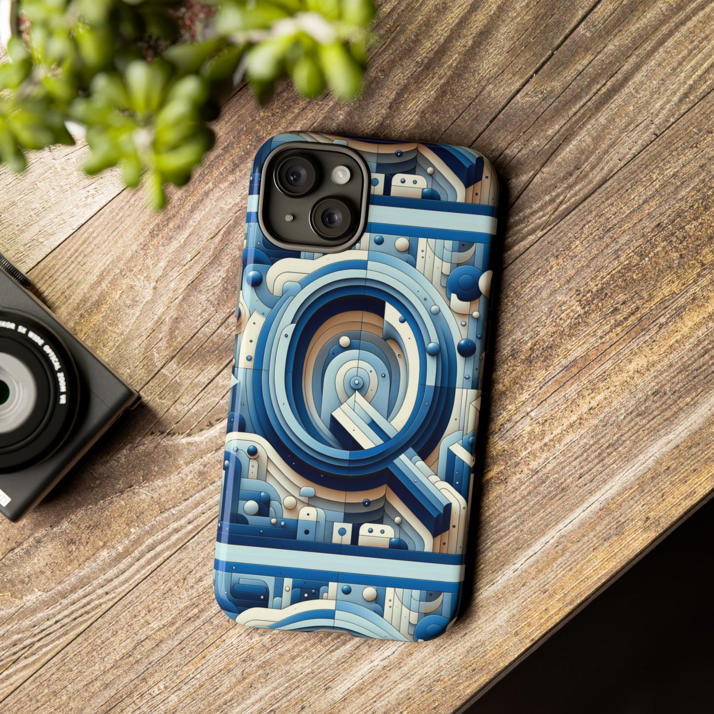 blue alphabet q phone case for android and iphone durable shockproof protective cover with 3d wrap design