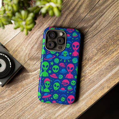 Vibrant Multicolour Alien 3D Wrap Phone Case in Retro Anime Style for Stylish Protection Compatible with iPhone 13, 14, 15 & 16 – all models including Pro, Pro Max & Plus