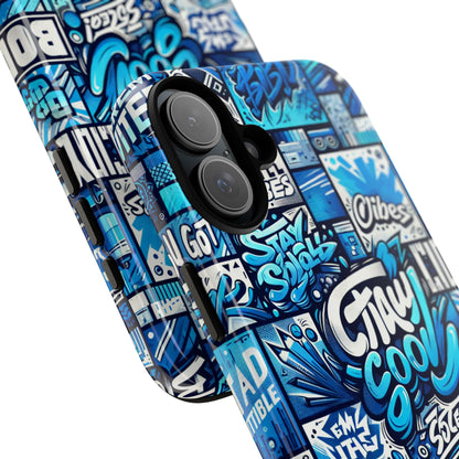 Vibrant 3D Graphic Phone Case in Blue with Playful Design for Stylish Protection Compatible with iPhone 13, 14, 15 & 16 – all models including Pro, Pro Max & Plus