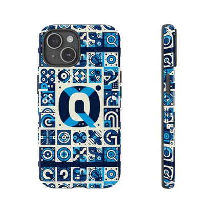Blue Alphabet Letter Q Phone Case with 3D Wrap Protective Cover for Smartphones Kids and Adults Stylish Silicone Shock Absorption Durable Design