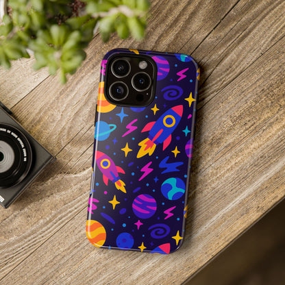 Vibrant 3D Wrap Protective Phone Case with Playful Space Theme for Stylish Self-Expression Compatible with iPhone 13, 14, 15 & 16 – all models including Pro, Pro Max & Plus