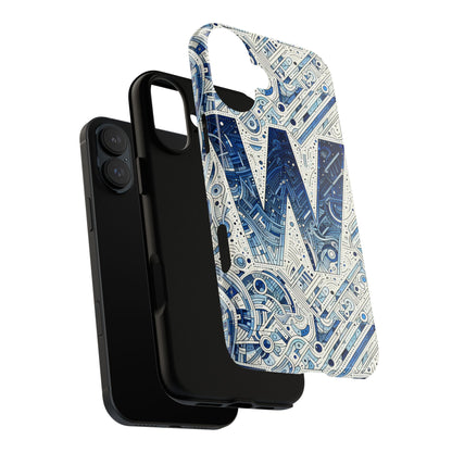 Blue Alphabet W Phone Case for Smartphones - Vibrant 3D Wrap Design with Shock Absorption and UV Protection, Suitable for Fans of Anime, Comics, and Unique Accessories