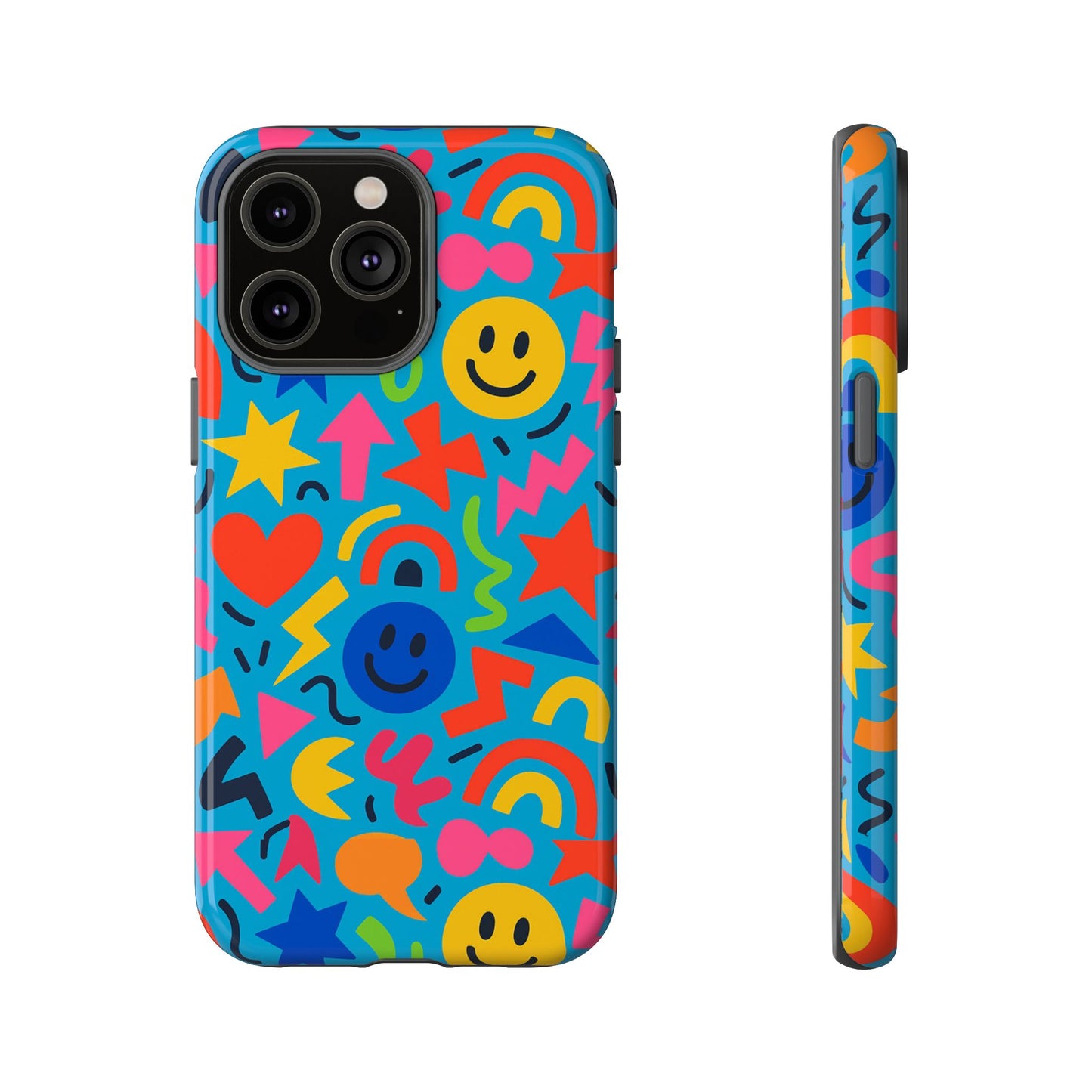 multicolour 3d wrap protective phone case for kids and teens with fun geometric design – stylish protection compatible with iphone 13, 14, 15 & 16 – all models including pro, pro max & plus