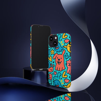Vibrant Colourful Protective Phone Case with Fun Animal Cartoon Design – Stylish Protection for Kids and Adults Compatible with iPhone 13, 14, 15 & 16 – All Models Including Pro, Pro Max & Plus