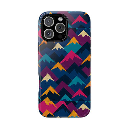 Multicolour Mountain Geometric Protective Phone Case – Stylish Accessory for Unique Self-Expression Compatible with iPhone 13, 14, 15 & 16 – all models including Pro, Pro Max & Plus