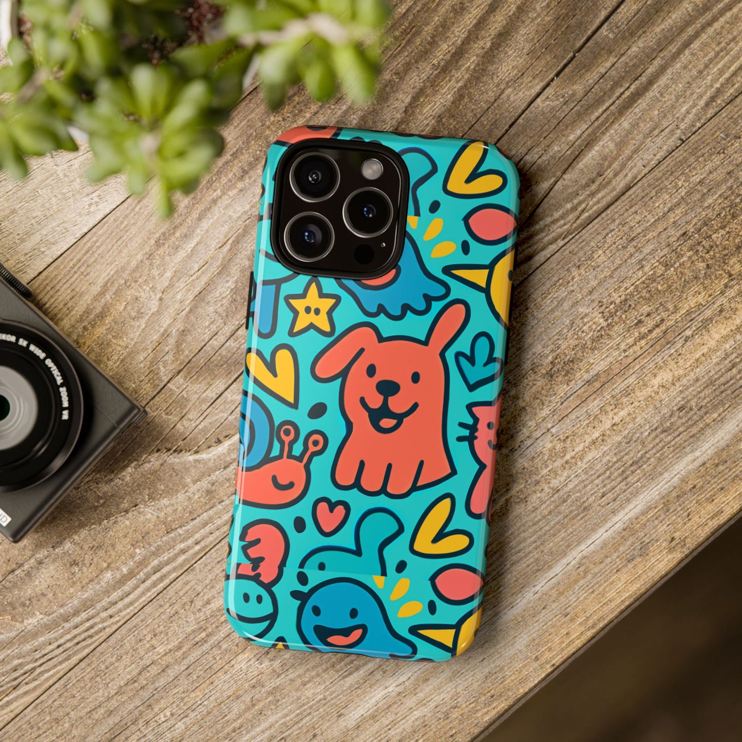 vibrant colourful protective phone case with fun animal cartoon design – stylish protection for kids and adults compatible with iphone 13, 14, 15 & 16 – all models including pro, pro max & plus