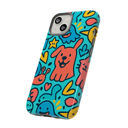 Vibrant Colourful Protective Phone Case with Fun Animal Cartoon Design – Stylish Protection for Kids and Adults Compatible with iPhone 13, 14, 15 & 16 – All Models Including Pro, Pro Max & Plus