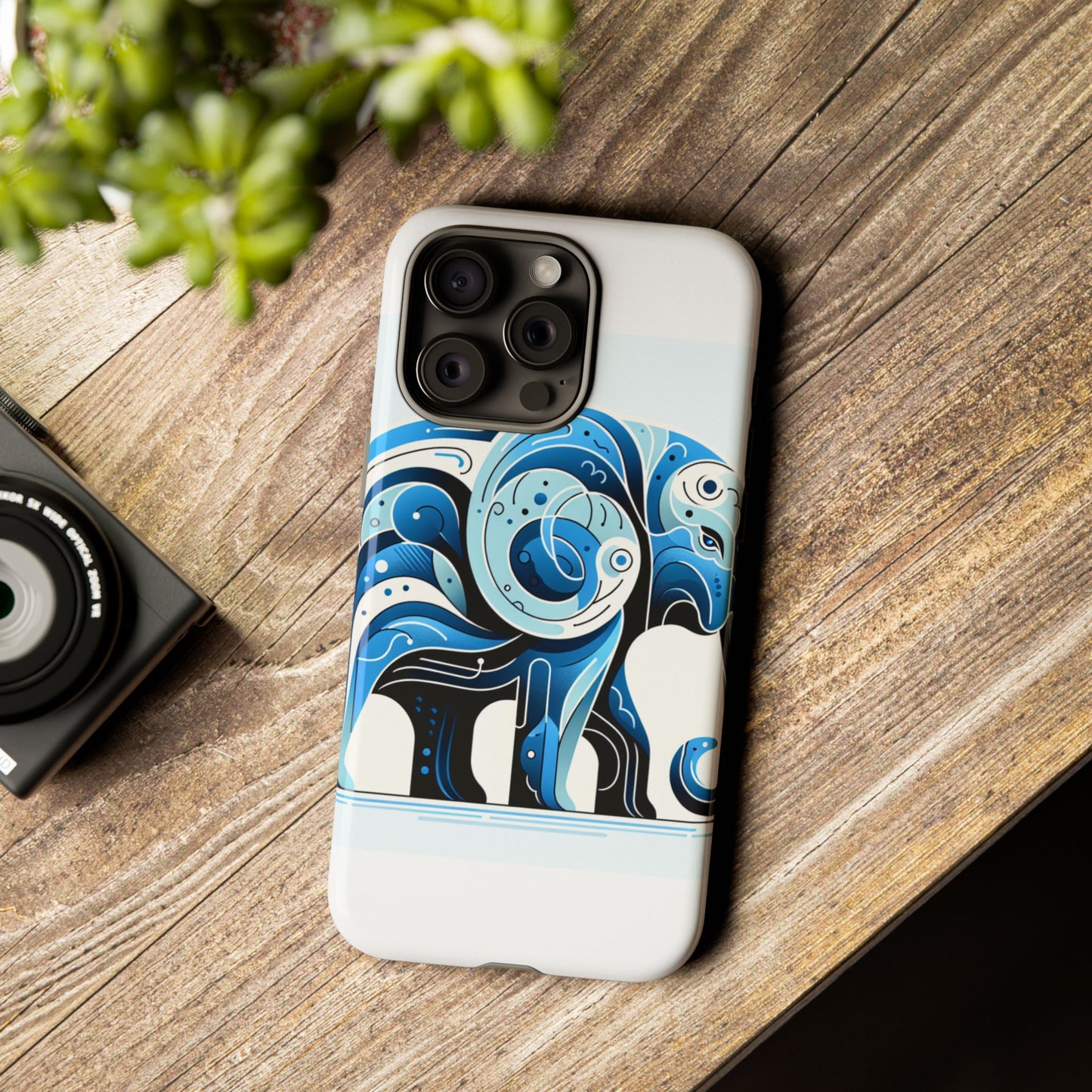 vibrant 3d blue elephant design protective phone case – unique abstract art style for stylish protection compatible with iphone 13, 14, 15 & 16 – all models including pro, pro max & plus