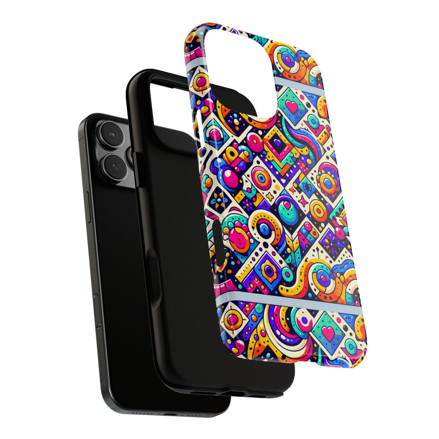 pattern image 6 vibrant 3d wrap phone case for anime and comic fans - colourful abstract design compatible with iphone 13, 14, 15 & 16 – all models including pro, pro max & plus