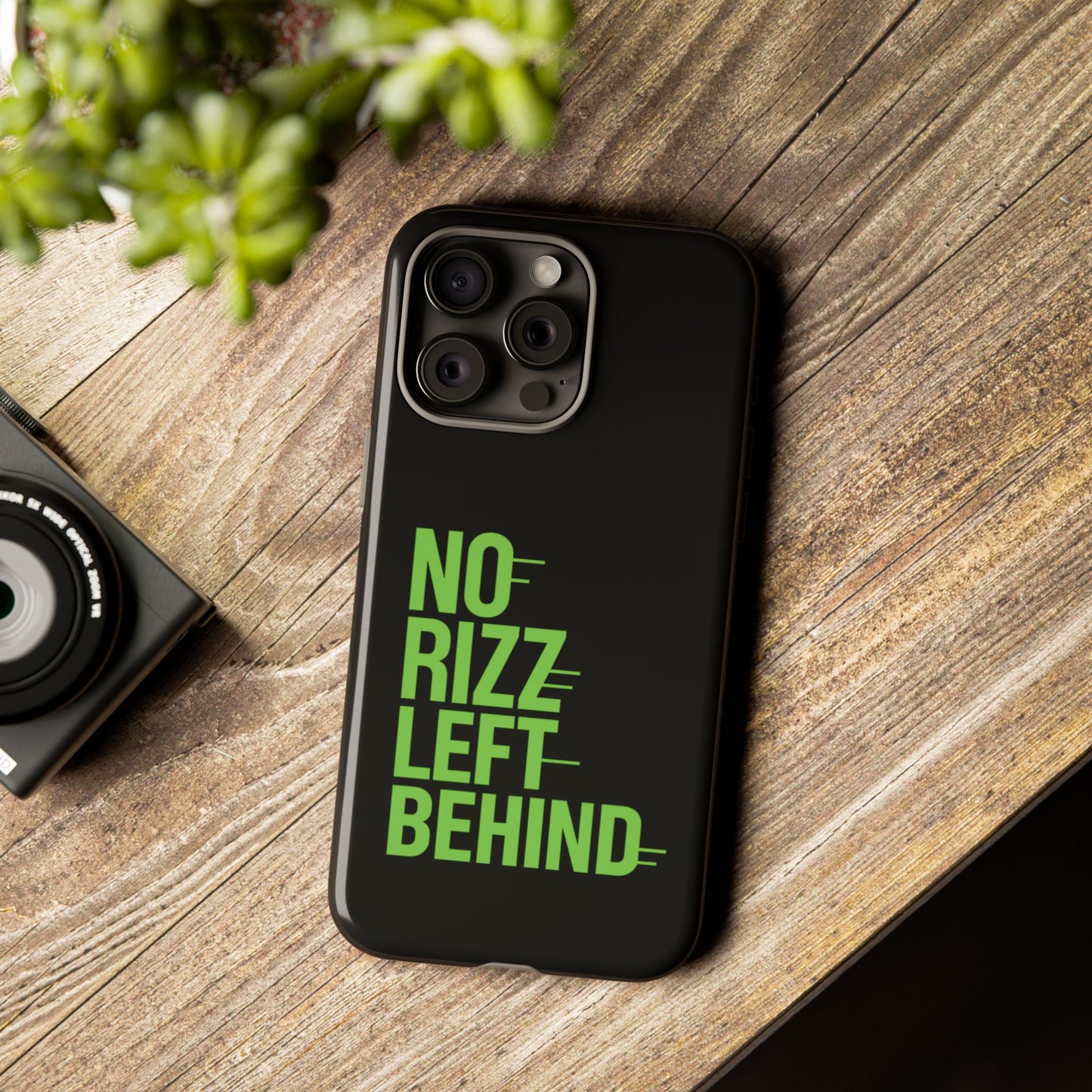 tough phone case - no rizz left behind, durable protection, shock absorbent, stylish design, perfect gift for adults, supports wireless charging, uv protected, lightweight accessory