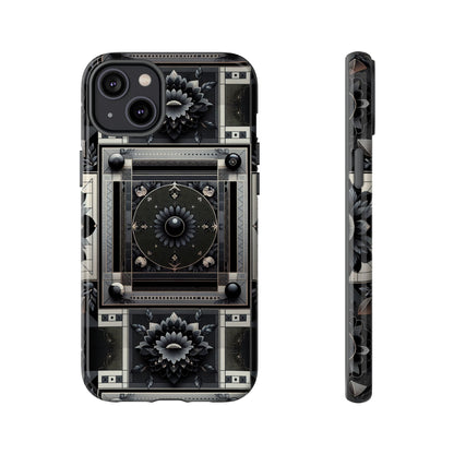 Pattern Image 4 Vibrant Shockproof Phone Case for Anime and Comic Fans, Geometric Black and Silver Design, Durable Protective Cover Compatible with iPhone 13, 14, 15 & 16 – all models including Pro, Pro Max & Plus