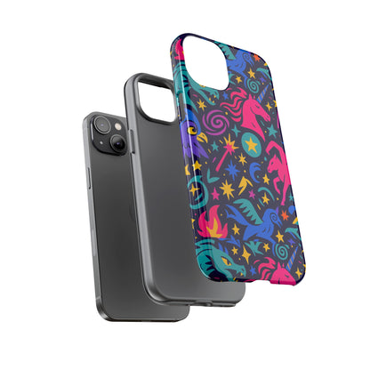 Vibrant Fantasy Unicorns Protective Phone Case – Colourful 3D Design for Stylish Protection – Compatible with iPhone 13, 14, 15 & 16 – All Models Including Pro, Pro Max & Plus