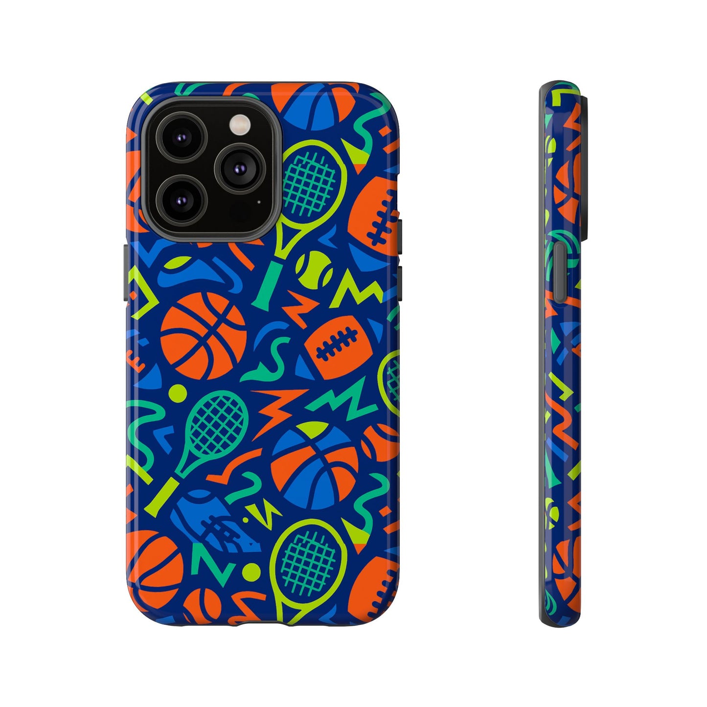 vibrant 3d sports pattern protective phone case for unisex – colourful accessory for stylish protection compatible with iphone 13, 14, 15 & 16 – all models including pro, pro max & plus