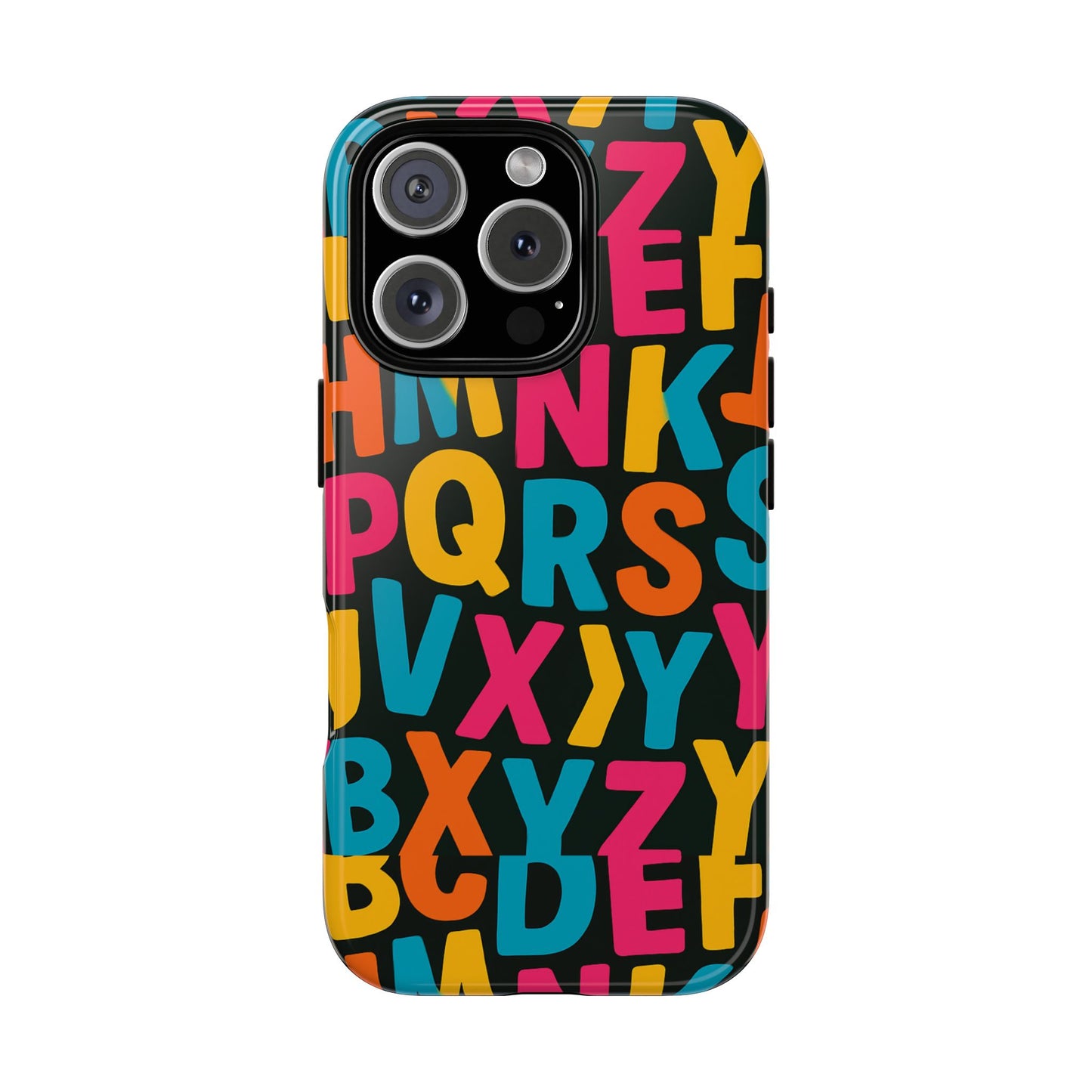 multicolour 3d alphabet wrap protective phone case for unique style and vibrant protection compatible with iphone 13, 14, 15 & 16 – all models including pro, pro max & plus