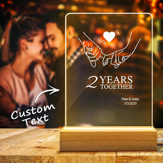 Custom Name Night Light Anniversary Table Lamp for Couples Gift - Personalised Acrylic Romantic Home Decor with USB Switch