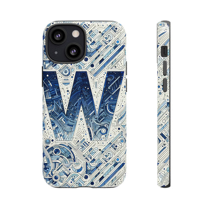 Blue Alphabet W Phone Case for Smartphones - Vibrant 3D Wrap Design with Shock Absorption and UV Protection, Suitable for Fans of Anime, Comics, and Unique Accessories