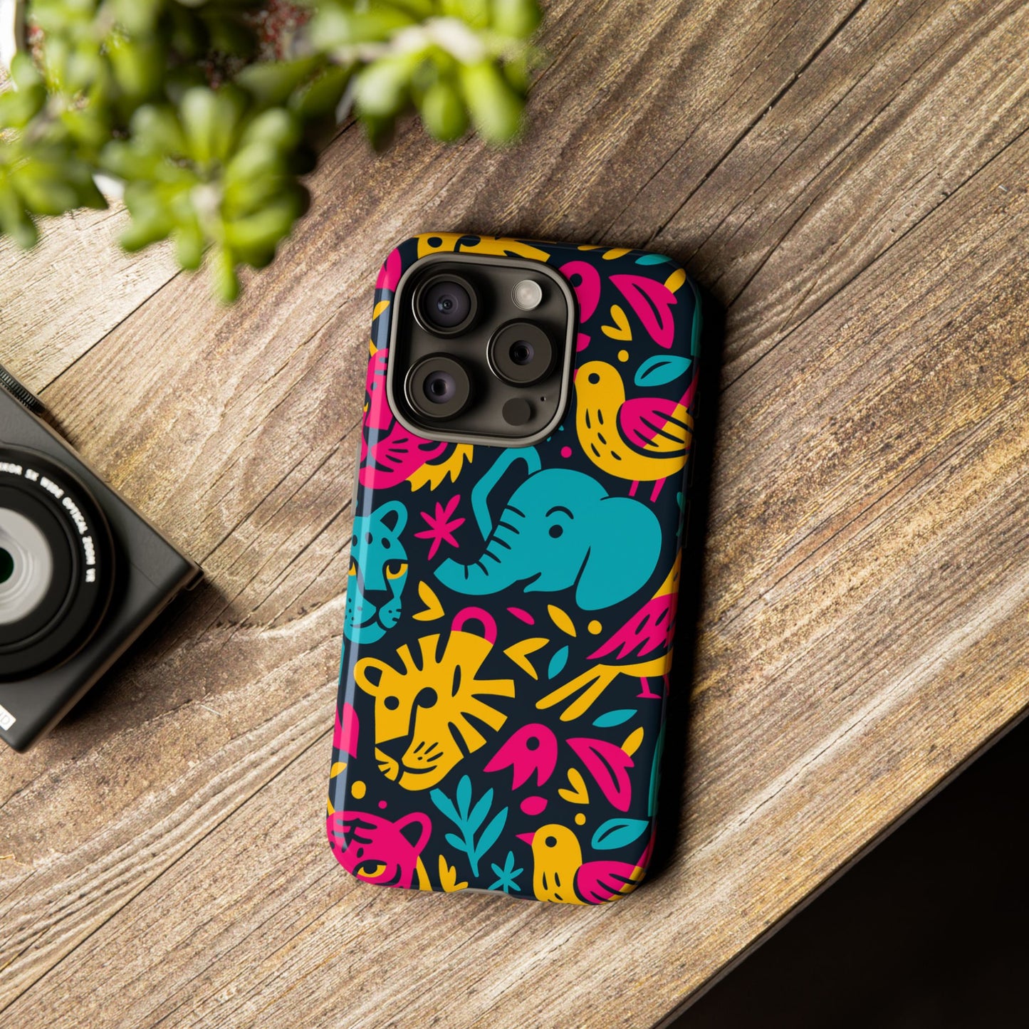 vibrant 3d animal print protective phone case colourful design for stylish protection compatible with iphone 13, 14, 15 & 16 – all models including pro, pro max & plus
